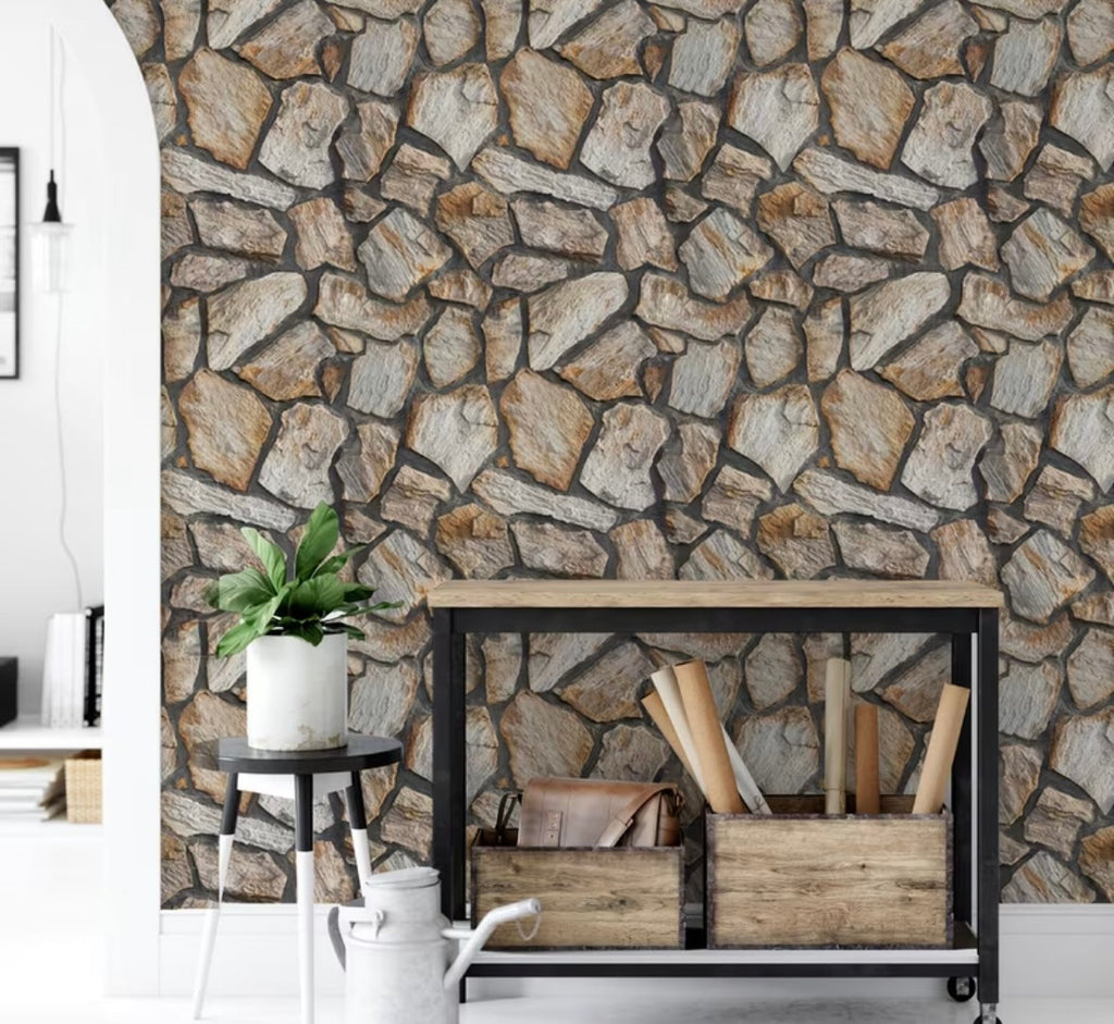 3D Stone Rock Peel & Stick Wall Panels | Self-Adhesive, Waterproof | 30×30cm | Pack of 10