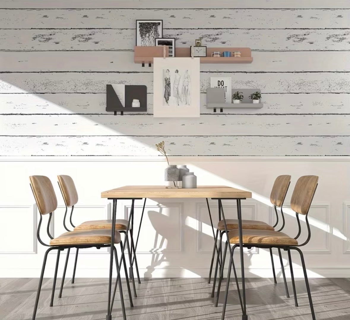 Black And White Wood Peel And Stick Wallpaper
