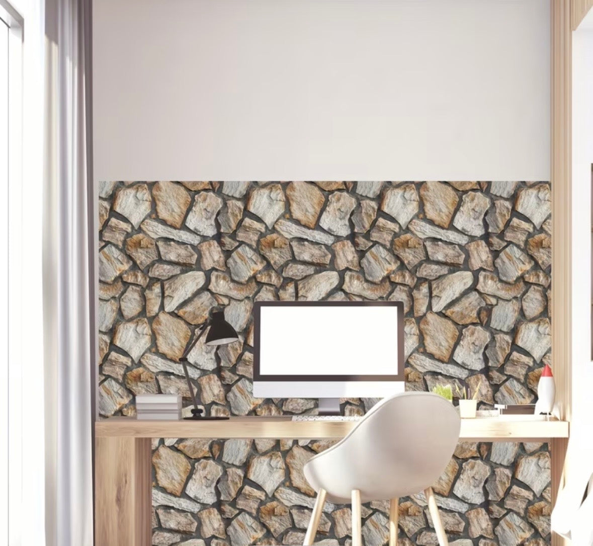 3D Stone Rock Peel & Stick Wall Panels | Self-Adhesive, Waterproof | 30×30cm | Pack of 10