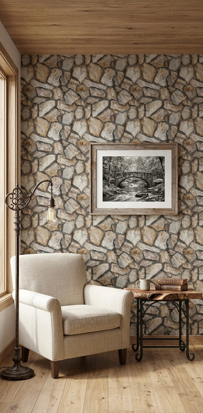 3D Stone Rock Peel & Stick Wall Panels | Self-Adhesive, Waterproof | 30×30cm | Pack of 10