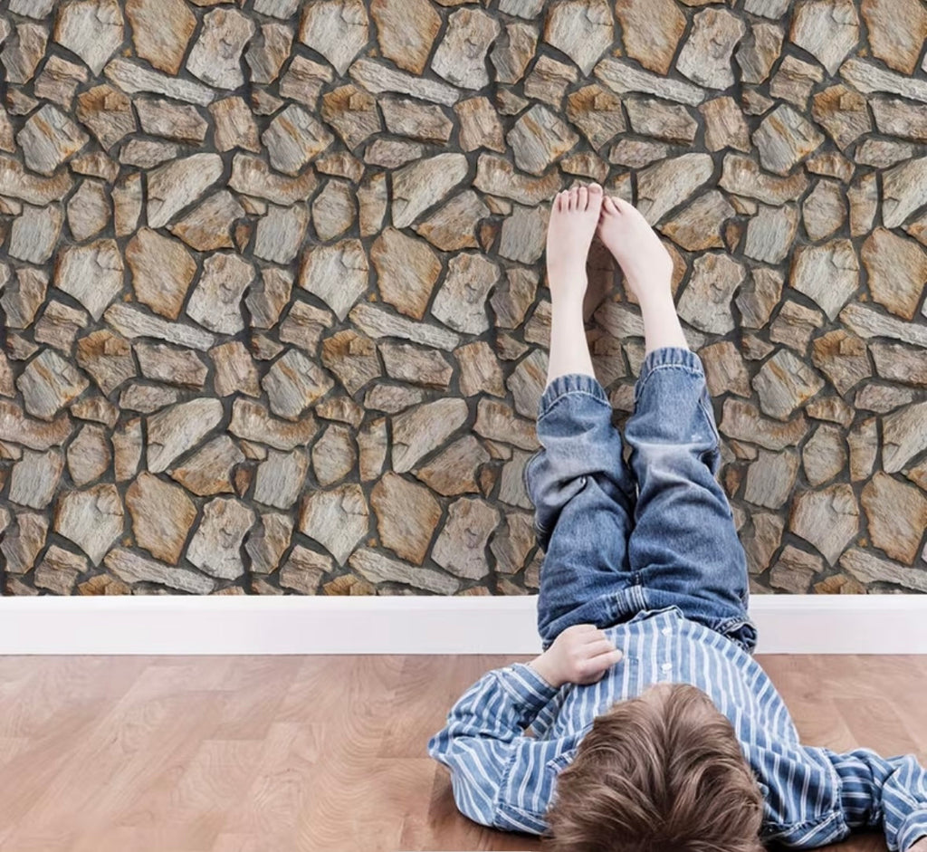 3D Stone Rock Peel & Stick Wall Panels | Self-Adhesive, Waterproof | 30×30cm | Pack of 10