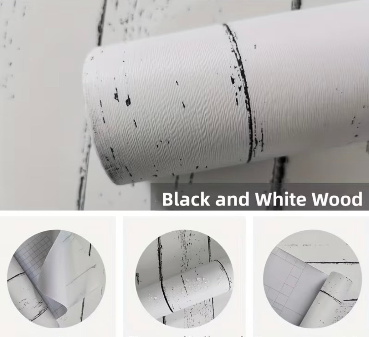 Black And White Wood Peel And Stick Wallpaper