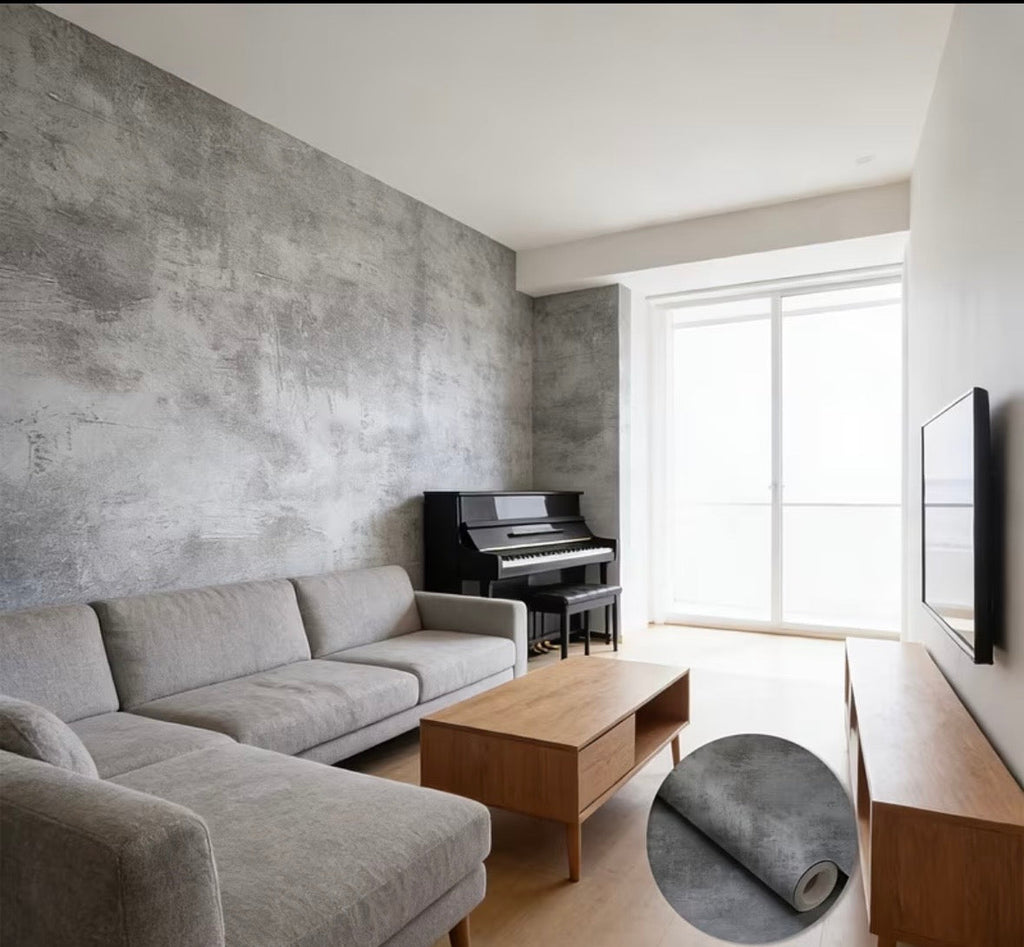 Grey Concrete Contact Paper & Peelable Vinyl Sheets - 60cm x 1000cm Roll