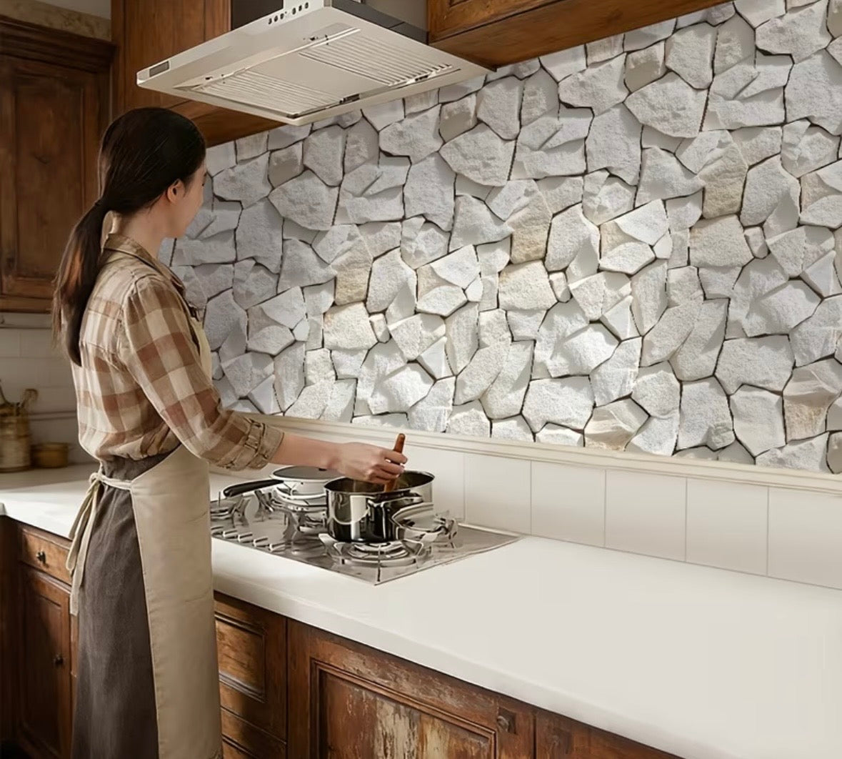 2D Self-Adhesive PVC Stone Pattern Wall Sticker – 45x300cm